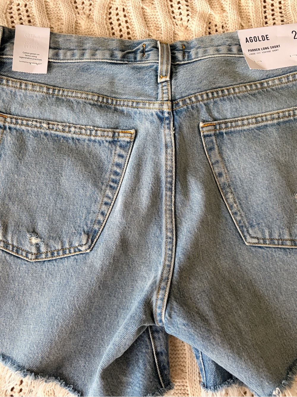 AGOLDE Light Blue Distressed Denim Cutoff Shorts - Picture 4 of 4